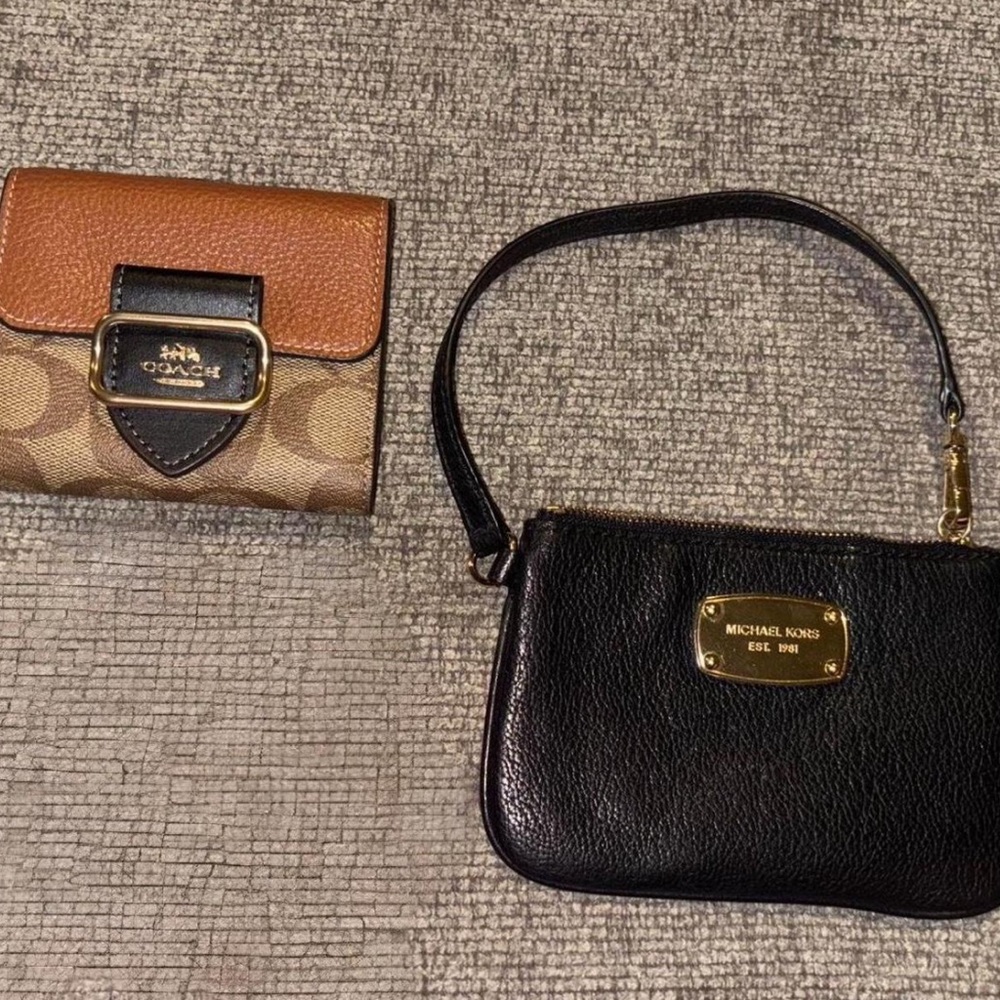 Michael Kors Black Wristlet and Coach Brown Wallet